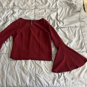 Red/Maroon Flare Sleeve Blouse